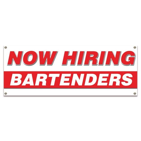 SIGNMISSION Now Hiring Bartenders Banner Apply Inside Accepting Application Single Sided B-30202